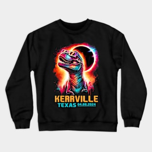 Kerrville Texas Total Solar Eclipse 2024 T Rex Dinosaur Crewneck Sweatshirt